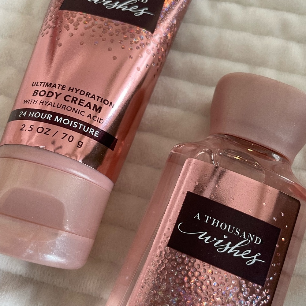 BATH & BODY A THOUSAND WISHES 3 OZ SHOWER GEL & 2.5 OZ BODY CREAM NWT